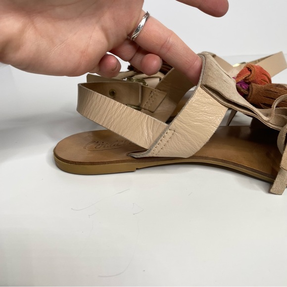 L'Intervalle Leather & Suede Nude Flat Sandals Colourful Tassel Front 38 7.5 - Picture 11 of 15